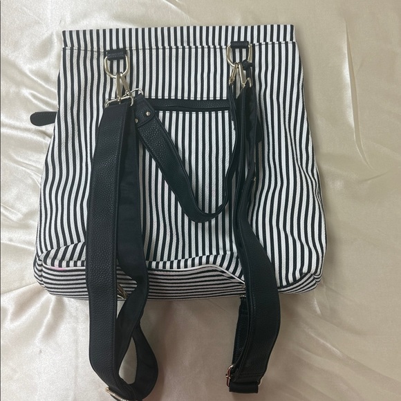 Black and White Striped Backpack - Picture 8 of 14